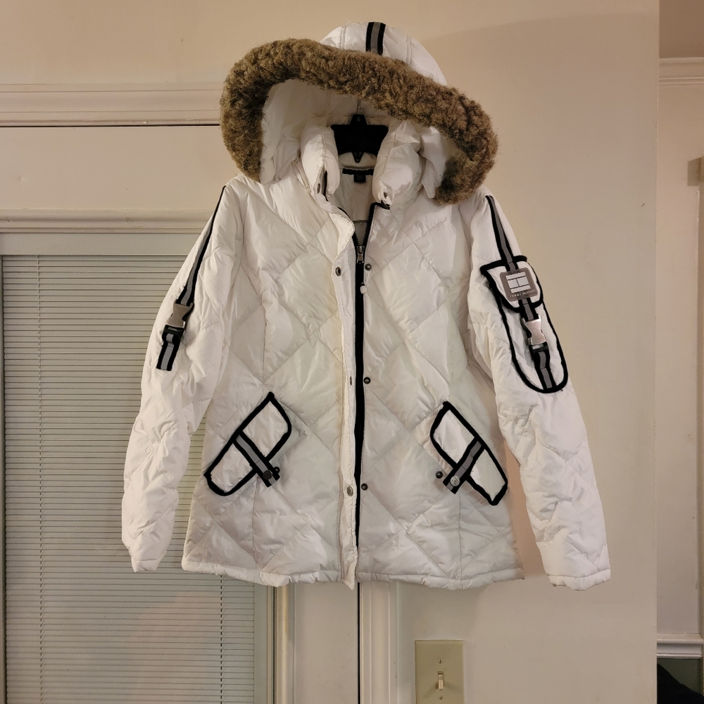 Tommy Hilfiger White Ski Jacket with detachable hood Size PL
